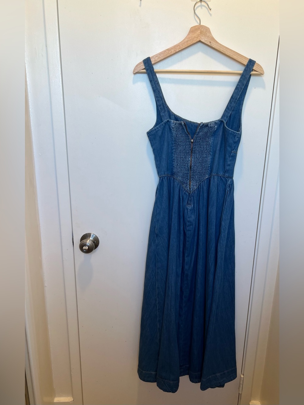 Reformation Blue Sleeveless Midi Dress with Tie Neck - Picture 4 of 4